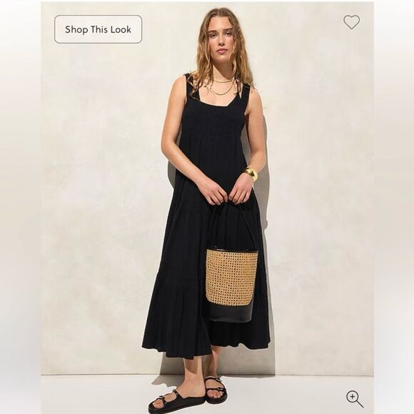J. Crew Airy gauze tiered maxi tank dress in Black Size S NWT CI269 - Picture 1 of 10